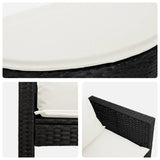 Garden Bed with Parasol Black Poly Rattan