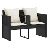 Garden Bed with Parasol Black Poly Rattan
