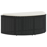 Garden Bed with Parasol Black Poly Rattan