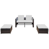 4 Piece Garden Lounge Set with Cushions Poly Rattan Brown