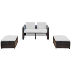 4 Piece Garden Lounge Set with Cushions Poly Rattan Brown