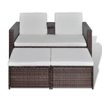 4 Piece Garden Lounge Set with Cushions Poly Rattan Brown