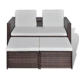 4 Piece Garden Lounge Set with Cushions Poly Rattan Brown - Top-Down View