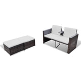 4 Piece Garden Lounge Set with Cushions Poly Rattan Brown - 45-Degree Angle