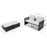 4 Piece Garden Lounge Set with Cushions Poly Rattan Brown