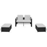 4 Piece Garden Lounge Set with Cushions Poly Rattan Black