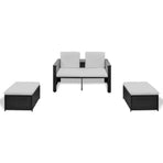 4 Piece Garden Lounge Set with Cushions Poly Rattan Black