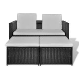 4 Piece Garden Lounge Set with Cushions Poly Rattan Black - Top-Down View