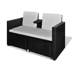 4 Piece Garden Lounge Set with Cushions Poly Rattan Black