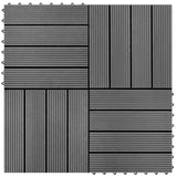 Decking Tile 11 pcs Grey 30 x 30 cm WPC