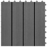 Decking Tile 11 pcs Grey 30 x 30 cm WPC - Rear View