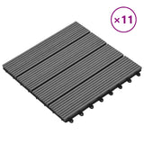 Decking Tile 11 pcs Grey 30 x 30 cm WPC - Front View