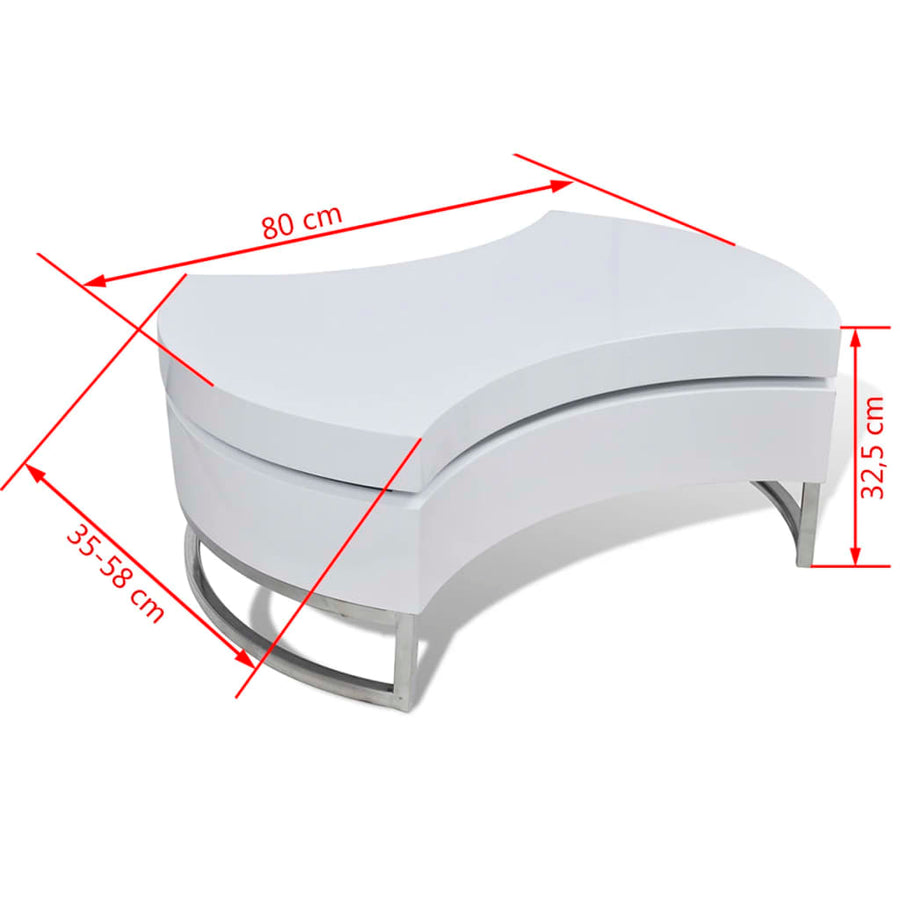 Coffee Table Shape-Adjustable High Gloss White