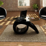 Coffee Table with Oval Glass Top High Gloss Black