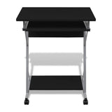 Compact Computer Desk with Pull-out Keyboard Tray Black - Front View