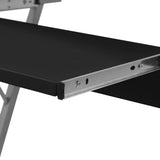Compact Computer Desk with Pull-out Keyboard Tray Black - Side View