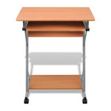 Compact Computer Desk with Pull-out Keyboard Tray Brown