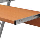 Compact Computer Desk with Pull-out Keyboard Tray Brown - Side View