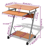 Compact Computer Desk with Pull-out Keyboard Tray Brown - 45-Degree Angle