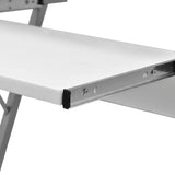 Compact Computer Desk with Pull-out Keyboard Tray White - Side View