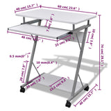 Compact Computer Desk with Pull-out Keyboard Tray White