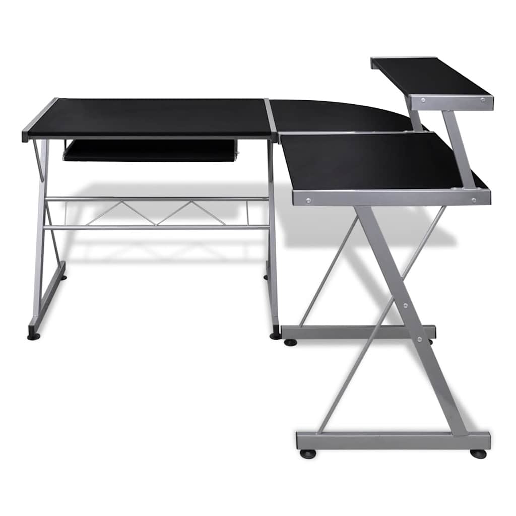 Computer Desk Workstation With Pull Out Keyboard Tray Black