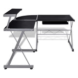 Computer Desk Workstation With Pull Out Keyboard Tray Black - Top-Down View
