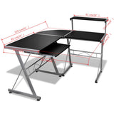 Computer Desk Workstation With Pull Out Keyboard Tray Black - Rear View