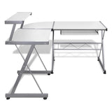 Computer Desk Workstation With Pull Out Keyboard Tray White - Top-Down View