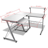 Computer Desk Workstation With Pull Out Keyboard Tray White - Rear View