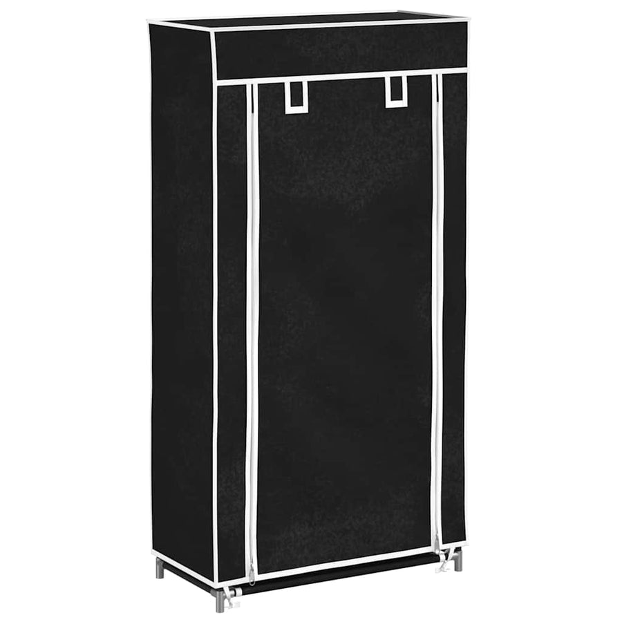 Fabric Shoe Cabinet with Cover 58 x 28 x 106 cm Black