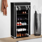 Fabric Shoe Cabinet with Cover 58 x 28 x 106 cm Black