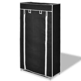 Fabric Shoe Cabinet with Cover 58 x 28 x 106 cm Black - Side View