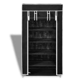 Fabric Shoe Cabinet with Cover 58 x 28 x 106 cm Black - Rear View
