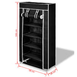 Fabric Shoe Cabinet with Cover 58 x 28 x 106 cm Black - Close-Up Angle