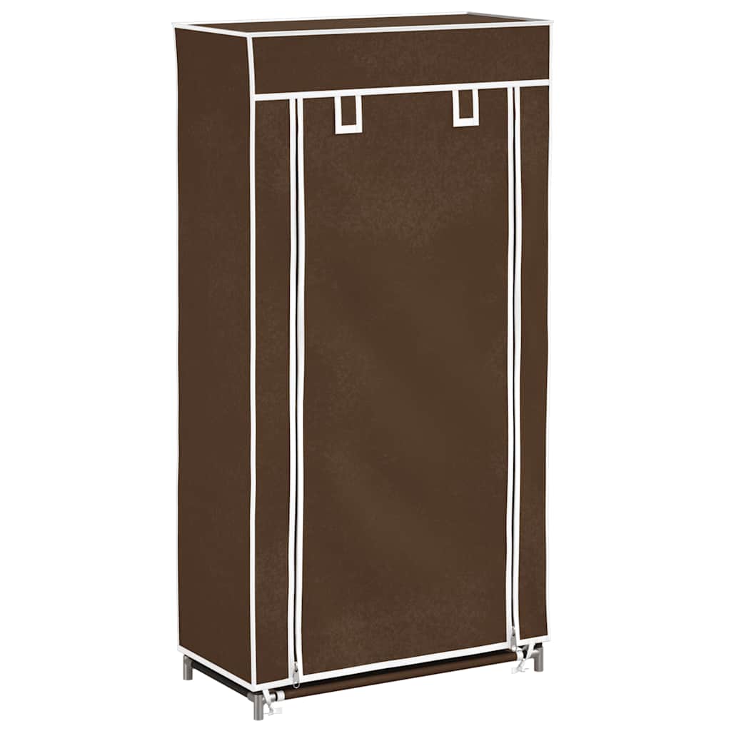 Shoe Cabinet with Cover 58 x 28 x 106 cm Brown Fabric