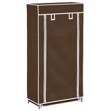 Shoe Cabinet with Cover 58 x 28 x 106 cm Brown Fabric - Front View