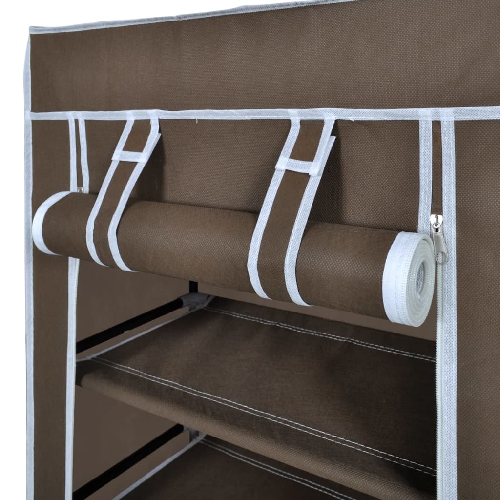 Shoe Cabinet with Cover 58 x 28 x 106 cm Brown Fabric