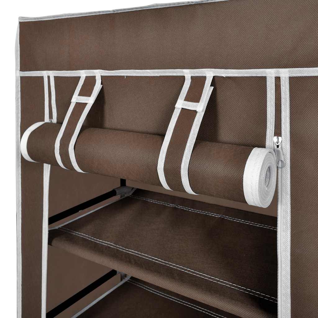 Shoe Cabinet with Cover 58 x 28 x 106 cm Brown Fabric