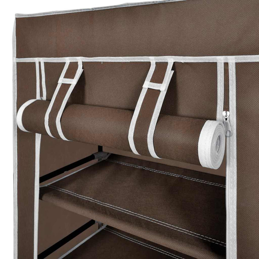 Shoe Cabinet with Cover 58 x 28 x 106 cm Brown Fabric