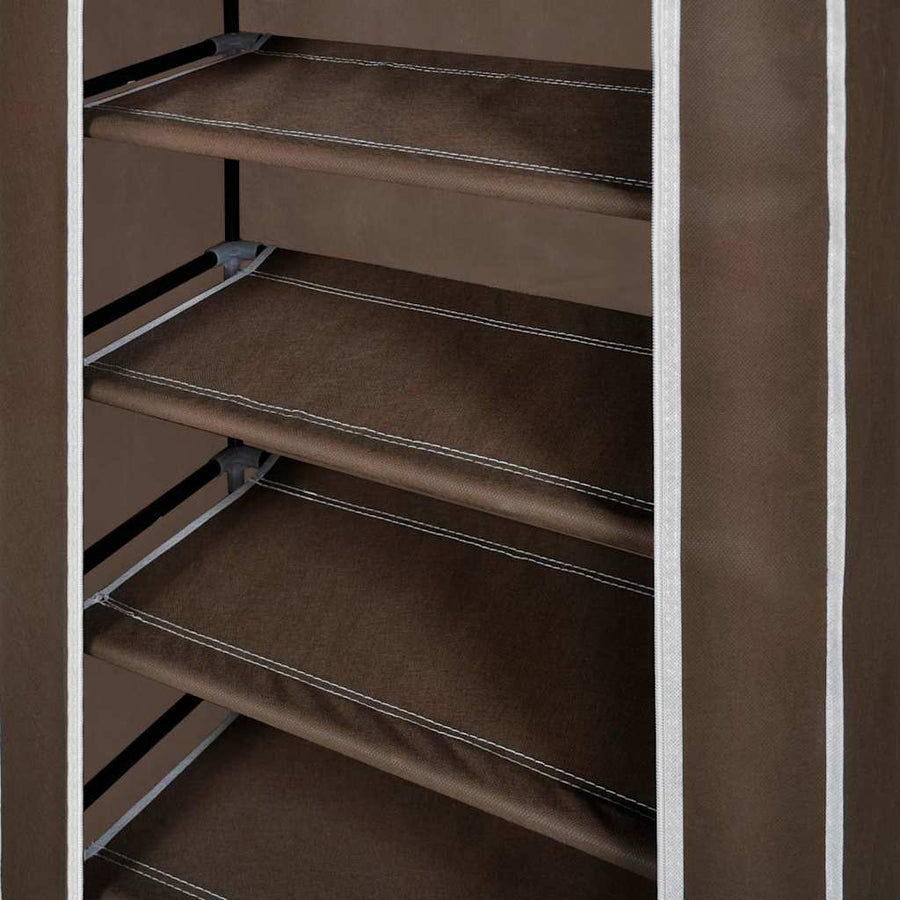 Shoe Cabinet with Cover 58 x 28 x 106 cm Brown Fabric