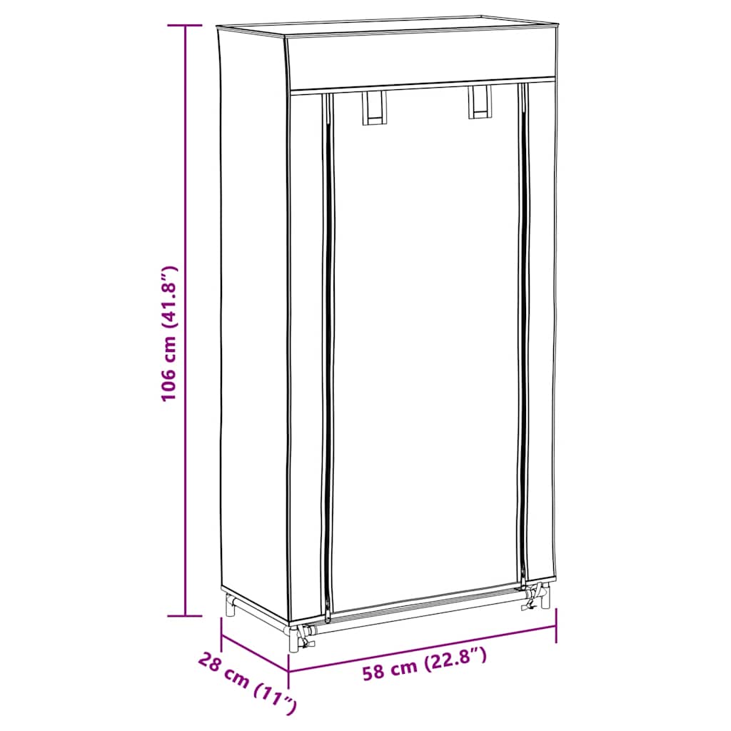 Shoe Cabinet with Cover 58 x 28 x 106 cm Brown Fabric