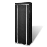 Fabric Shoe Cabinet with Cover 162 x 57 x 29 cm Black - Side View