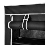 Fabric Shoe Cabinet with Cover 162 x 57 x 29 cm Black - 45-Degree Angle