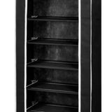 Fabric Shoe Cabinet with Cover 162 x 57 x 29 cm Black - Rear View