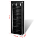 Fabric Shoe Cabinet with Cover 162 x 57 x 29 cm Black - Close-Up Angle