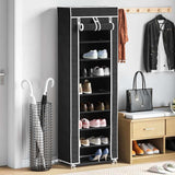 Fabric Shoe Cabinet with Cover 162 x 57 x 29 cm Black