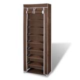 Fabric Shoe Cabinet with Cover 162 x 57 x 29 cm Brown - Front View