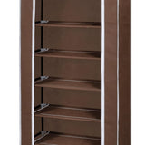 Fabric Shoe Cabinet with Cover 162 x 57 x 29 cm Brown - Low Angle