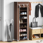 Fabric Shoe Cabinet with Cover 162 x 57 x 29 cm Brown